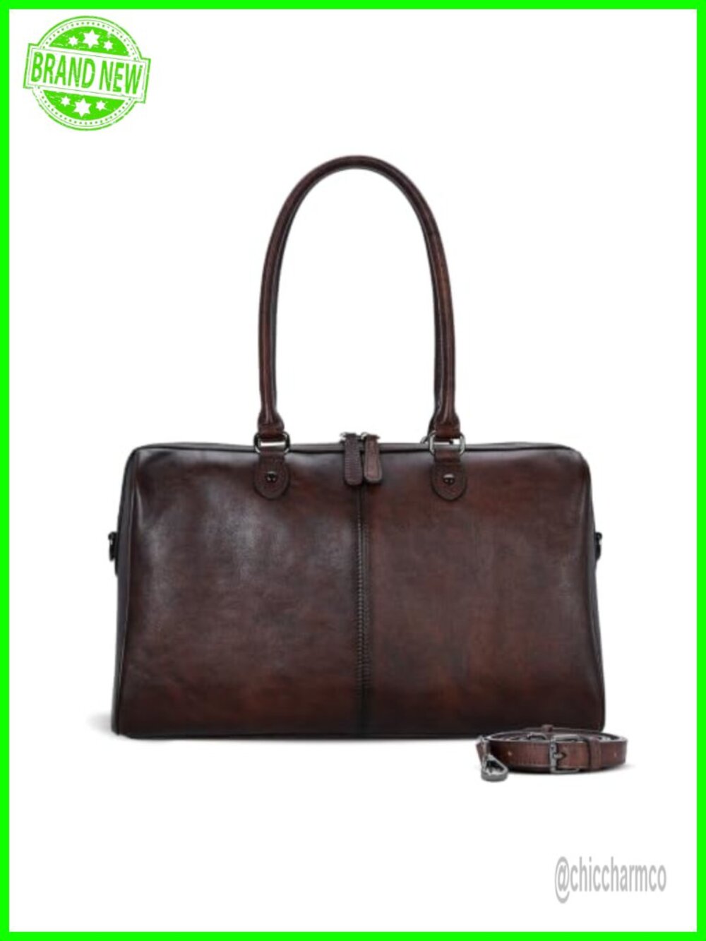 Genuine Vegetable-Tanned Leather Satchel Shoulder Bag Tote Women